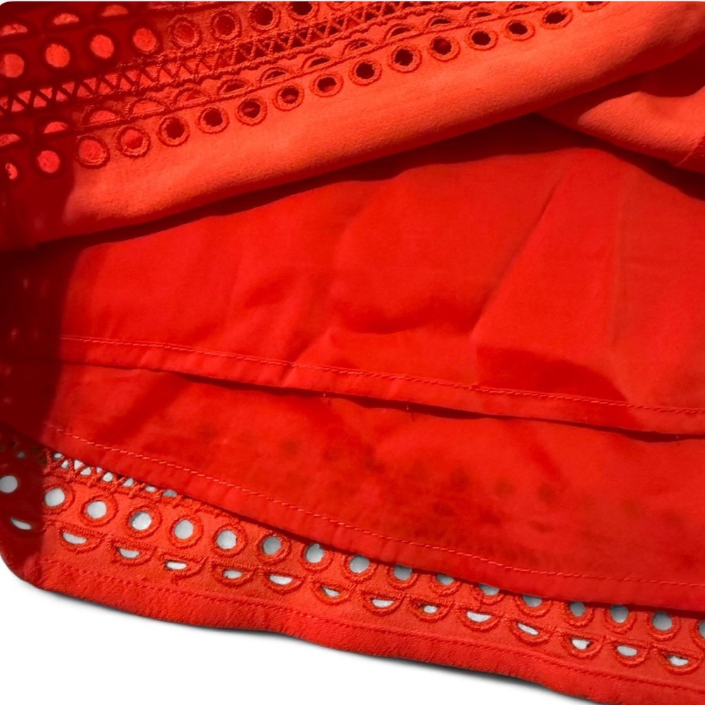 Trina Turk Red Lucia Mini Shift Dress with Lasercut Details - Picture 7 of 7